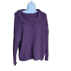 a.n.a Plush Fuzzy Sweater Women's Medium PURPLE SPARKLE Stretch Soft Gorpcore